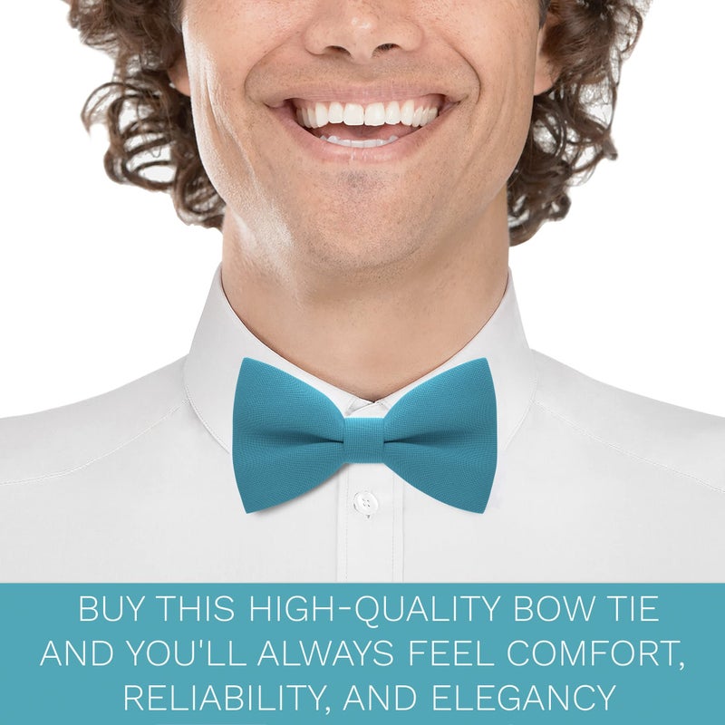 Bow Tie House Men's Classic Pre-Tied Bow Tie Formal Solid Tuxedo (Large, Avalon Teal) - Image 5